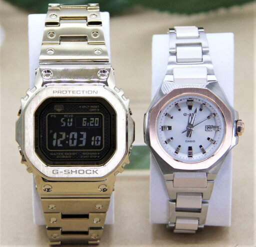 ジーショックペアウォッチ ペアカップル g-shock baby-g 腕時計 ペア箱入り・ペア箱セット 人気 記念日 誕生日プレゼント お祝い 就職祝い 還暦 カップル 人気 ラッピング無料 サイズ調整無料 カシオ 2本セット GMW-B5000GD-9JF-MSG-W350CSG-7AJF