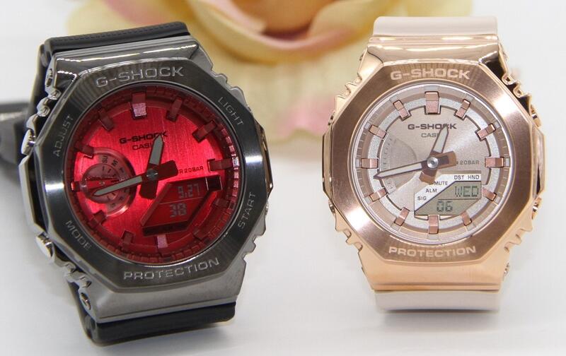 gショック ペアウォッチ カシオ ペアウォッチ gショック CASIO ジーショック 八角形 ステンレスベゼル クリスマス 記念日 誕生日 贈り物 夫婦 彼氏 彼女 婚約 結婚 人気 プレゼント 送料無料 ペアウオッチ ペア腕時計 GM-2100B-4AJF GM-S2100PG-4AJF