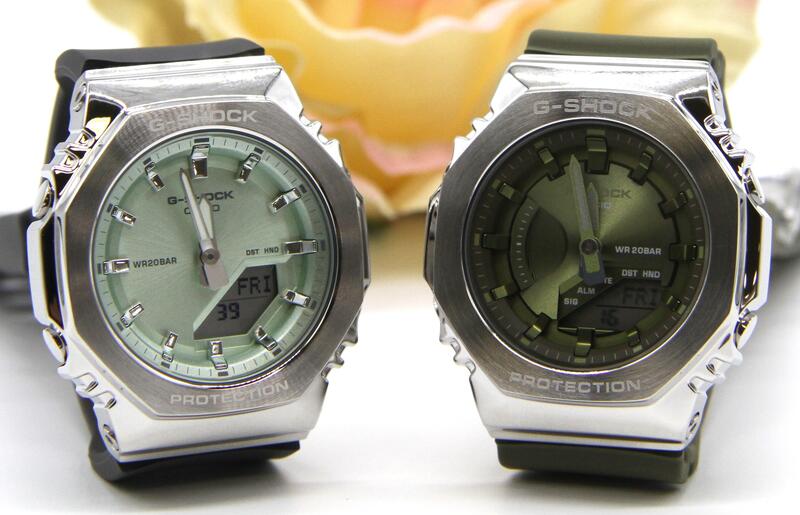 gショック ペアウォッチ カシオペアウォッチ 推しペアウオッチ 八角形 メタルベゼル ミッドサイズ クリスマス 記念日 誕生日 贈り物 夫婦 婚約 結婚 人気 プレゼント ペア腕時計 GM-S2110-3AJF GM-S2100-3AJF