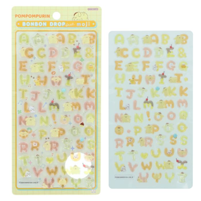 樂天商城 - ボンボンドロップシール サンリオ アルファベット 文字 ポムポムプリン【正規品】サンリオ もじ シリーズ ポムポム ボンボン ぷくぷく シール ぷにぷに 可愛い 3D 立体
