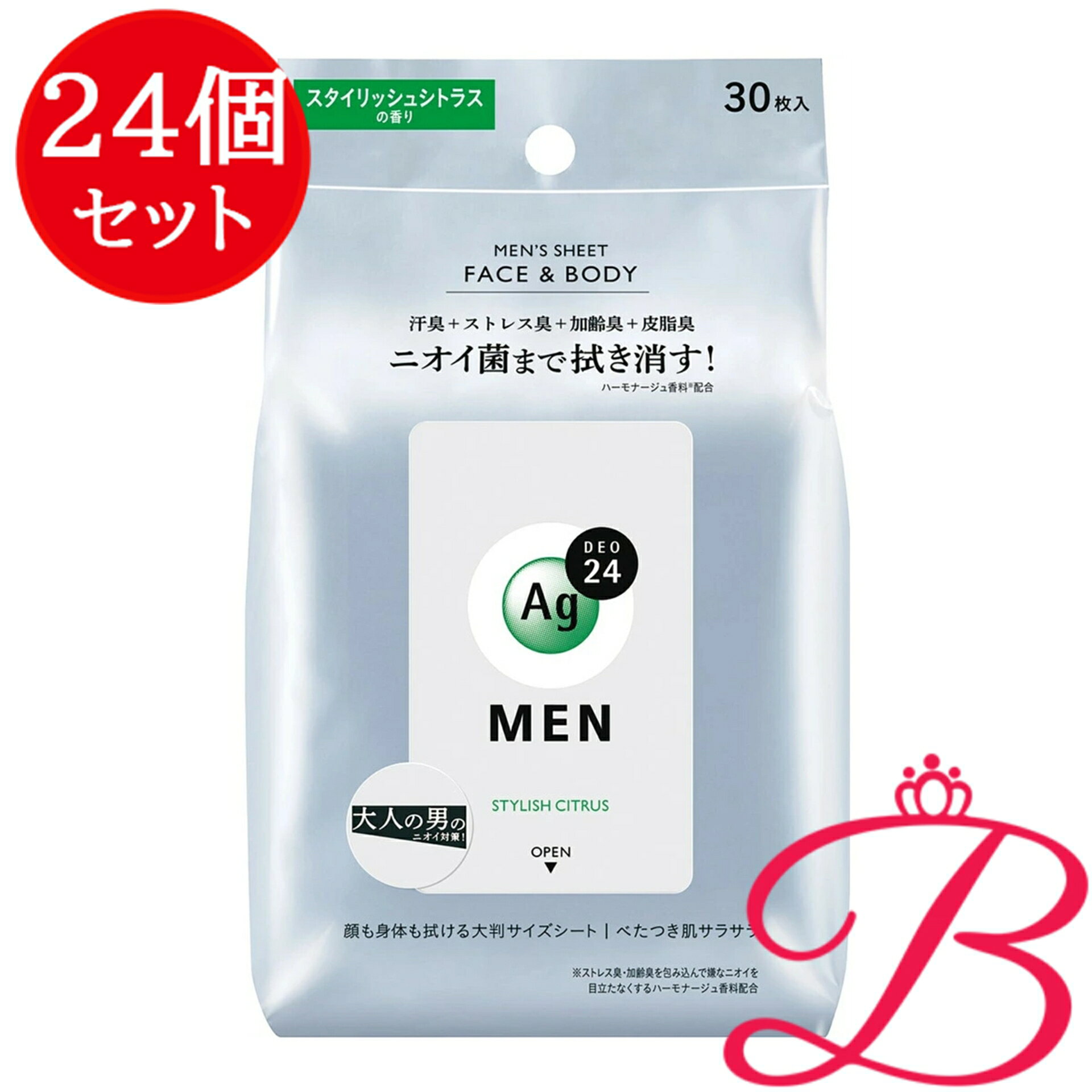 【24個】ファイントゥデイ エージー 24 メン メンズシート フェイス&ボディ(スタイリッシュシトラス) 30枚