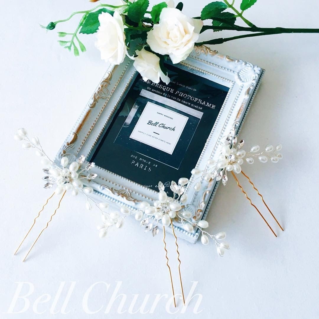 ヘッドピース パール お花モチーフ (BC-H11)|ウェディングアクセサリー