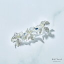 ブライダル ヘアクリップ パール フラワーお花 メタル ニュアンス|シルバー (BC-H71)