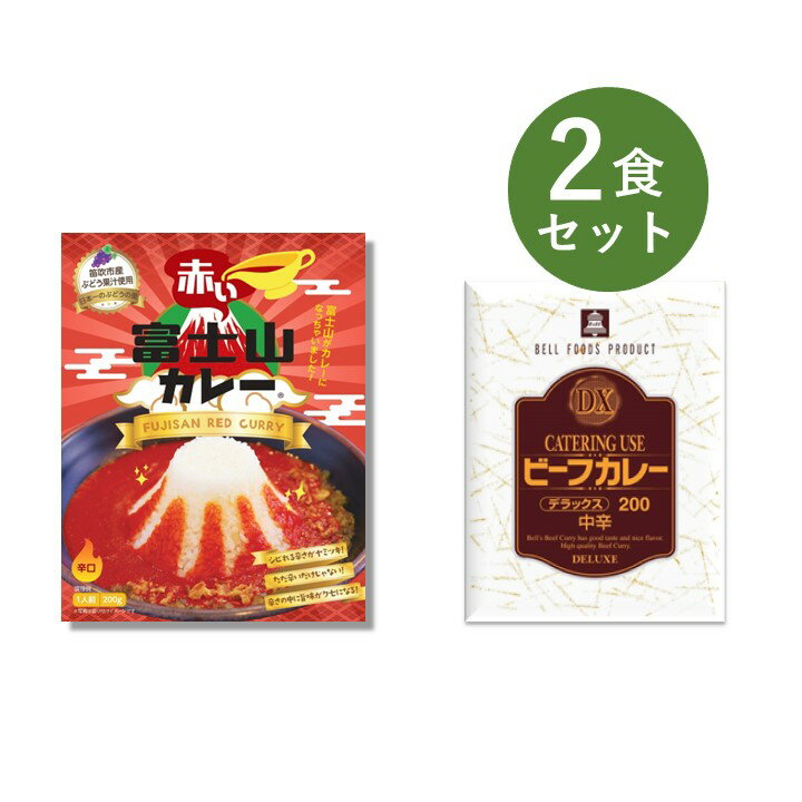カレー レトルト お試し 2食 セット( 赤い富士山カレー & DXビーフカレー ) ベル食品工業 簡単調理 長期保存 ポイント消化