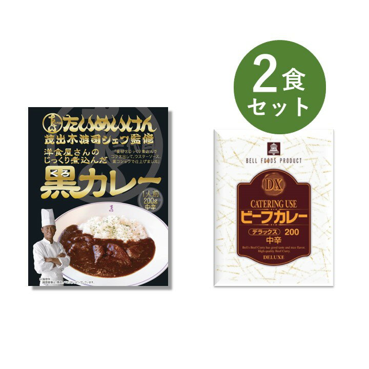 カレー レトルト お試し 2食 セット（ 三代目たいめいけん 黒カレー ＆ DXビーフカレー ） ベル食品工業 簡単調理 長期保存 ポイント消化