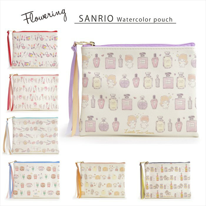 サンリオ キャラクター フラットポーチ ハローキティ HELLO KITTY 水彩ポーチ Mサイズ メイクポーチ 小物入れ マスク入れ SR-P0002～P0038のサムネイル