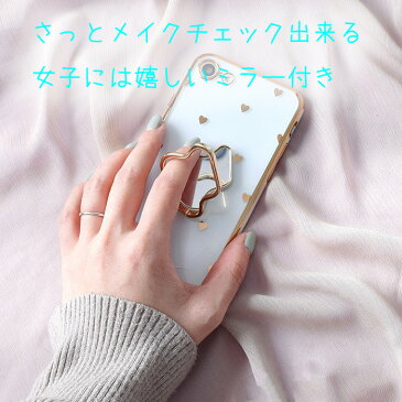 FLOWERING スマホリング ミラー付き 鏡 ハート 雲 クラウド ミラー SAR0083 SAR0084 女性 可愛い ゴールド シルバー かわいい 人気 フラワーリング