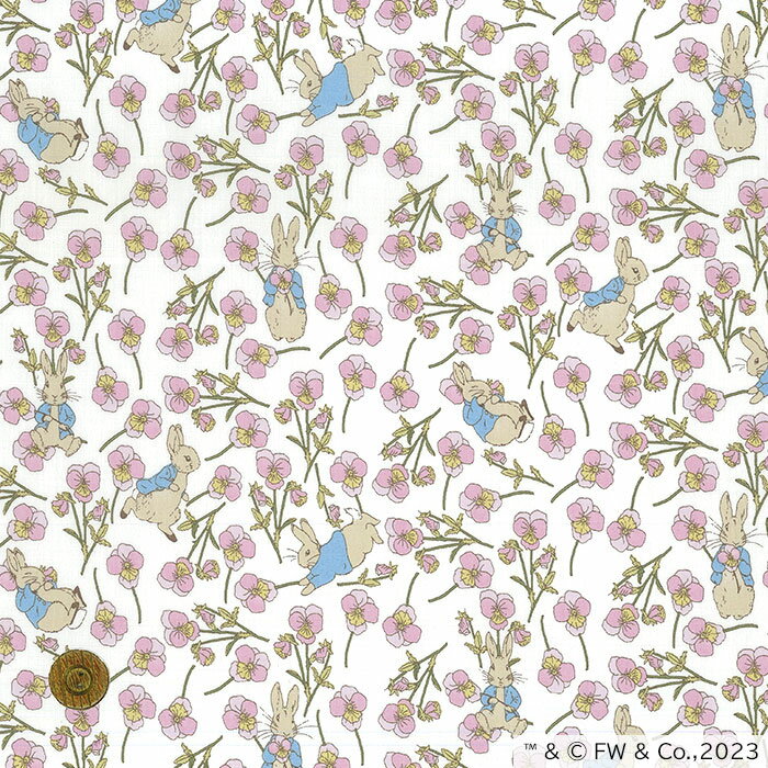 【LIBERTY FABRICS】 ピーターラビット(TM) タナローン Ros Rabbit ロス・ラビット ピンク dc32844-j23a リバティ・ファブリックス