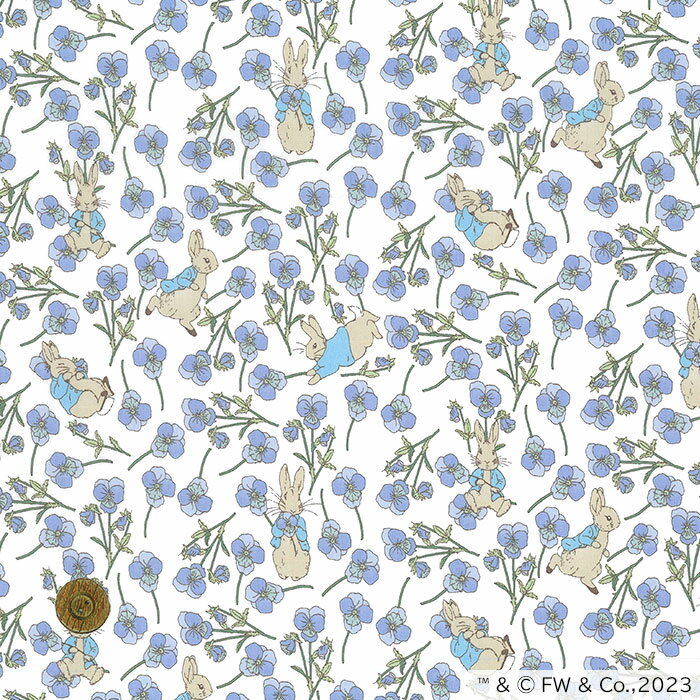 【LIBERTY FABRICS】 ピーターラビット(TM) タナローン Ros Rabbit ロス・ラビット 青 dc32844-j23b リバティ・ファブリックス
