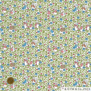 【LIBERTY FABRICS】 ピーターラビット(TM) タナローン Rose&Thistle Peter ローズ・アンド・シスル・ピーター 青 dc32967-j23e リバティ・ファブリックス