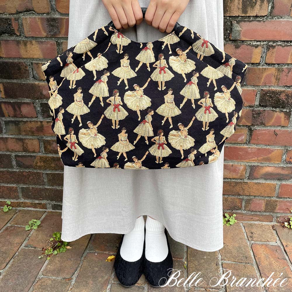 バッグ ハンドバッグ ゴブラン サイドタック 全体柄 バレリーナ柄 日本製 ベル・ブランシェ [501502]