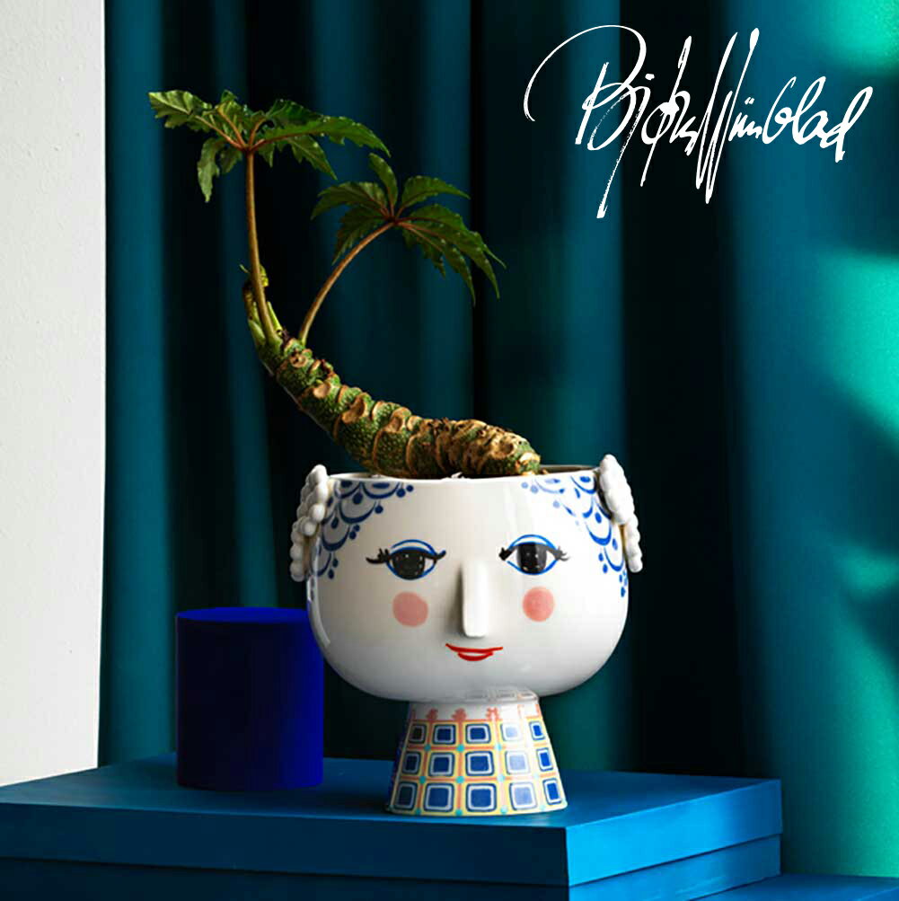 ビヨン ヴィンブラッド Bjorn Wiinblad 花瓶 EVA Flower Pot Blue エヴァ フラワーポット（ブルー） ベース 56520 H21cm エバ フラワーベース 花びん 北欧 デンマーク おしゃれ ビヨンヴィンブラッド インテリア おしゃれ ギスト プレゼント 送料無料 あす楽