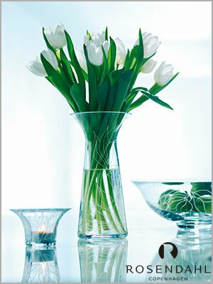 花瓶 ガラス ローゼンダール社 コペンハーゲン ROSENDAHL フィリグラン フラワーベース ライン (L) Filigran Vase line 24cm #38345花瓶 ガラス ベース 花びん 一輪挿し北欧