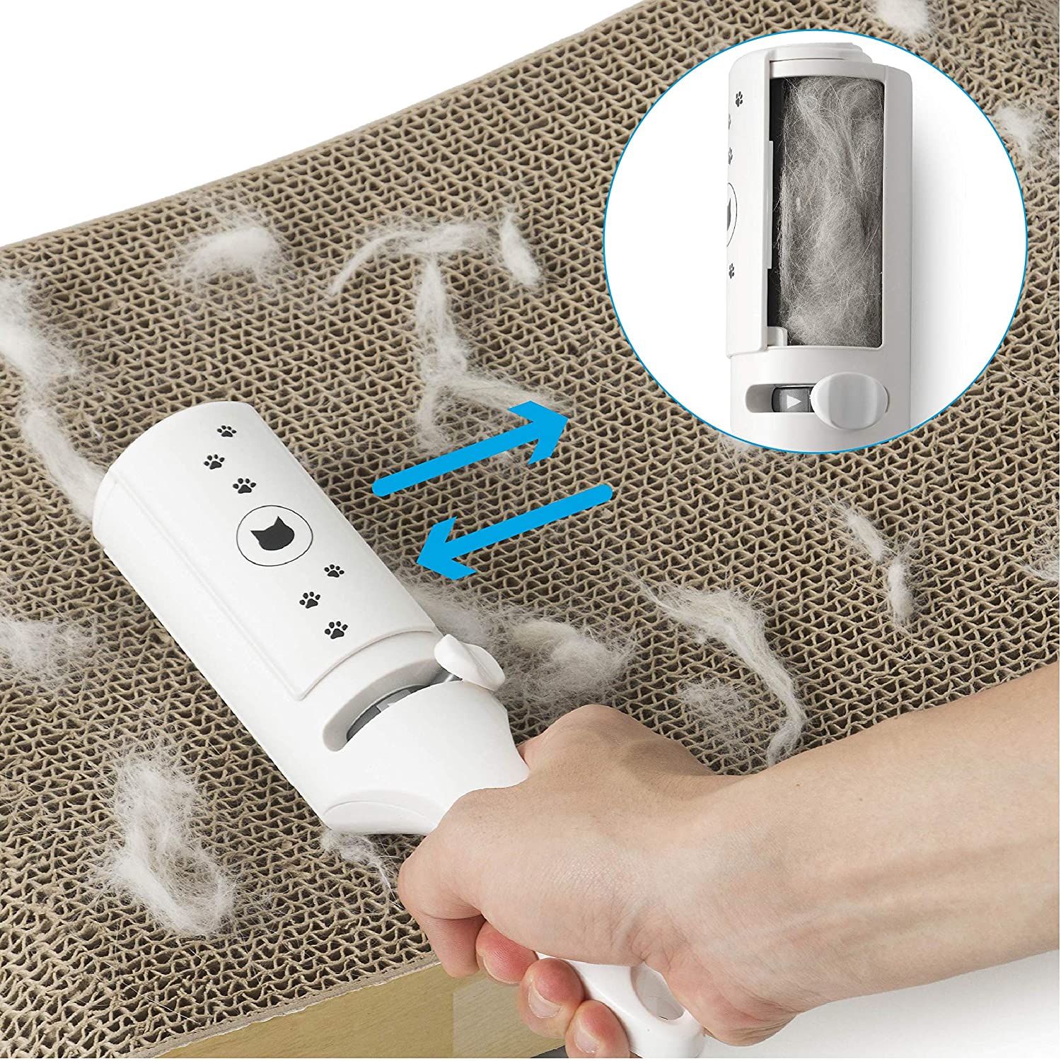 抜け毛取りワイパー ミクロ繊維ブラシが抜け毛をからめとる