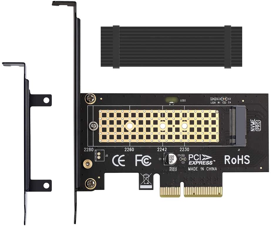 MHQJRH M.2 NVME SSD to PCIe 3.0 x4 変換カードとアルミニウム製冷却フィン冷却ソリューション