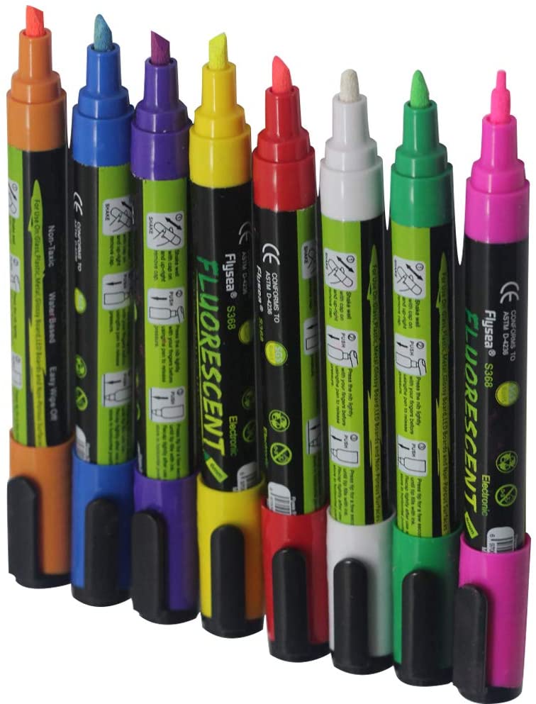 8色 液体チョークペン 蛍光ボードマーカー LED看板 黒板用 太字 細字 ステッカ 簡単に拭き取れます