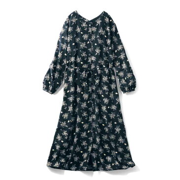 【スーパーSALE!最大2,000円OFFクーポン配布!3/11 1:59まで】【Disney】ディズニー 羽織りにもなる花柄ワンピース 「ブラック」 ◆ S M L LL ◆ ◇ レディースファッション レディース チュニック ワンピース ミニ ひざ丈ワンピース ◇