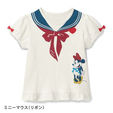 【Disney】ディズニー リボン付き半袖Tシャツ 「ミニーマウス（リボン）」 ◆ 90 100 110 120 130 140 ◆ ◇ 子供服 子供 服 子供用品 女の子 子供用 Tシャツ 半袖 ミニーの日 ◇