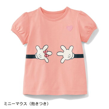 【Disney】ディズニー ディズニー名札ココ半袖パフスリーブTシャツ 「ミニーマウス（抱きつき）」 ◆ 90 100 110 120 130 140 ◆ ◇ 子供服 子供 服 子供用品 女の子 子供用 Tシャツ ◇