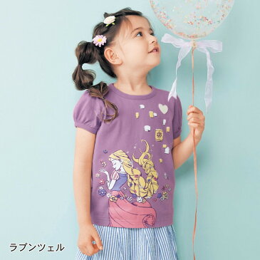 【Disney】ディズニー ディズニー名札ココ半袖パフスリーブTシャツ 「ミニーマウス（抱きつき）」 ◆ 90 100 110 120 130 140 ◆ ◇ 子供服 子供 服 子供用品 女の子 子供用 Tシャツ ◇