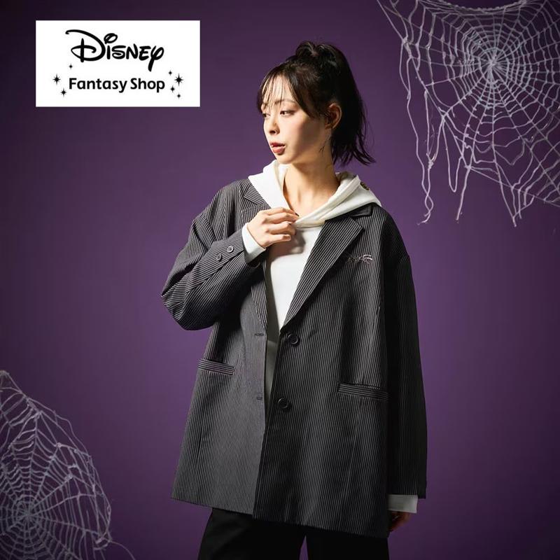 【Disney】 ディズニー ストライプ テーラードジャケット 「 ナイトメアー・ビフォア・クリスマス / ジャック 」◆ M L ◆◇ レディース アウター 上着 ジャケット ブルゾン 羽織り 長袖 秋冬 秋 アウターウェア ハロウィン ハロウィーン ポケット 左右ポケット ジャック ◇のサムネイル