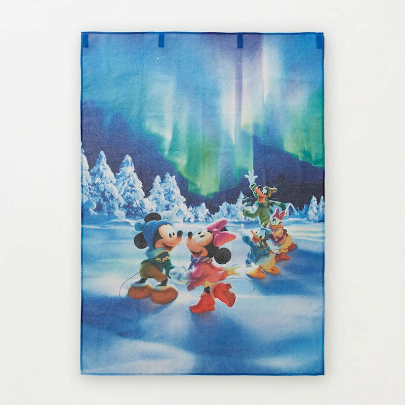 ◆ 約60×85 ◆【Disney】 ディズニー 透け感のあるファブリックポスター「ミッキー＆フレンズ」◇ タペストリー 布 壁掛け 冬 おしゃれ オーロラ ミッキーマウス ミニーマウス カラフル 絵画 インテリア ミッキーマウス ミニーマウス グッズ 飾り 装飾 ◇のサムネイル