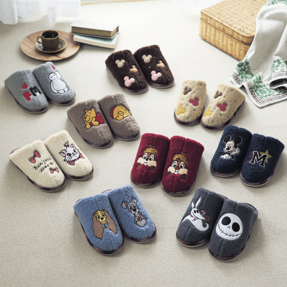 【Disney】 ディズニー 足首まであったかな脱ぎ履きしやすいもこもこ ボア スリッパ ◆ M L ◆ ◇ ルームシューズ 洗える 冬 あったか 暖かい レディース 室内 冬用 ミッキーマウス ベイマックス