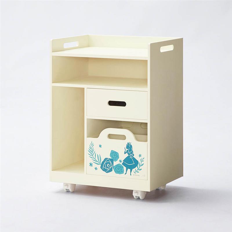 ◆ 小 ◆【Disney】 ディズニー リビングワゴン「ふしぎの国のアリス」 ◇ 家具 インテリア ファニチャー ワゴン 収納ワゴン キャスターつき カート 新生活 デスクワゴン インテリア ◇のサムネイル