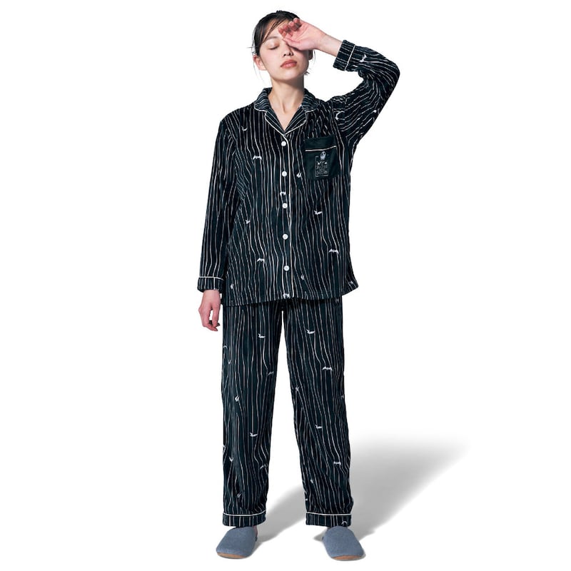 【Disney】 ディズニー カットソー開襟パジャマ「ナイトメアー・ビフォア・クリスマス／ジャック」 ◆ S M L LL ◆ ◇ レディース 女性 ルームウェア 部屋着 室内着 パジャマ パジャマ上下 レディースパジャマ 長袖 秋 秋用 秋物 前開き ナイトメアー グッズ ◇のサムネイル