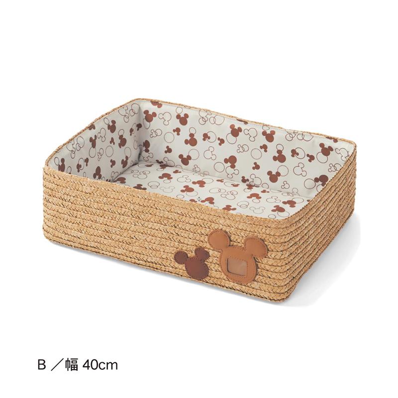 【ポイント3倍!】◆ B／40×12.5 ◆【Disney】 ディズニー バスケット「ミッキーモチーフ」 ◇ 収納 収納用品 小物収納 保管 収容 片づけ 新生活 バスケット 内布付き かご ◇のサムネイル