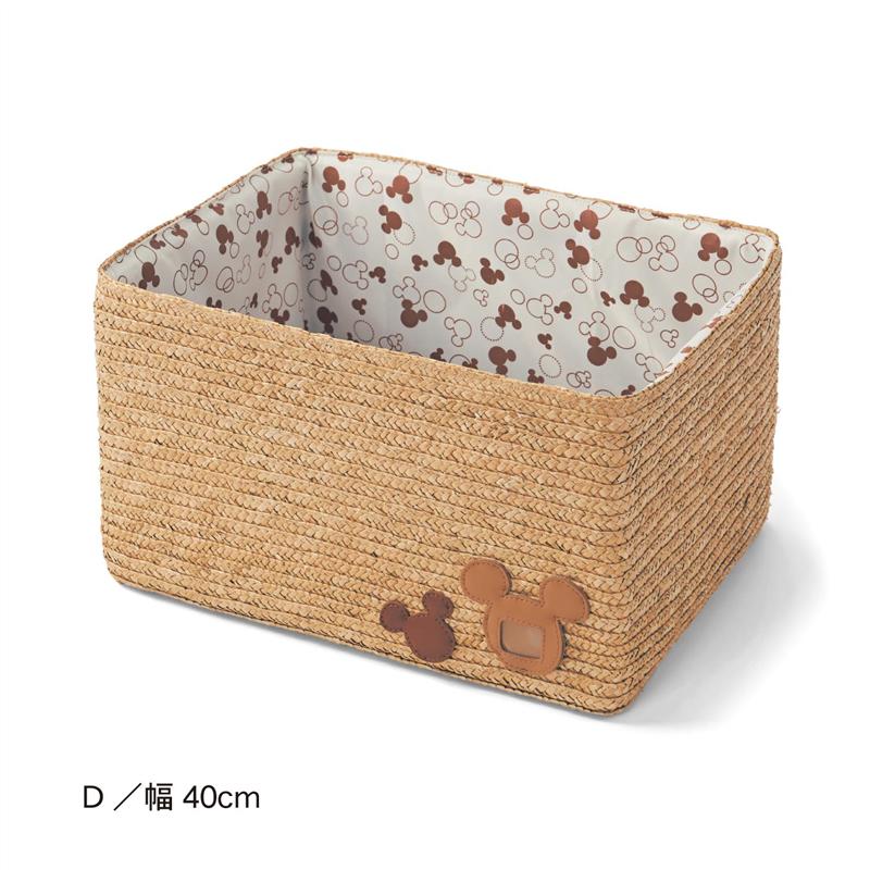 【ポイント3倍!】◆ D／40×25 ◆【Disney】 ディズニー バスケット「ミッキーモチーフ」◇ 収納 収納用品 小物収納 保管 収容 片づけ 新生活 かご バスケット 小物入れ 箱 内布付き ◇のサムネイル
