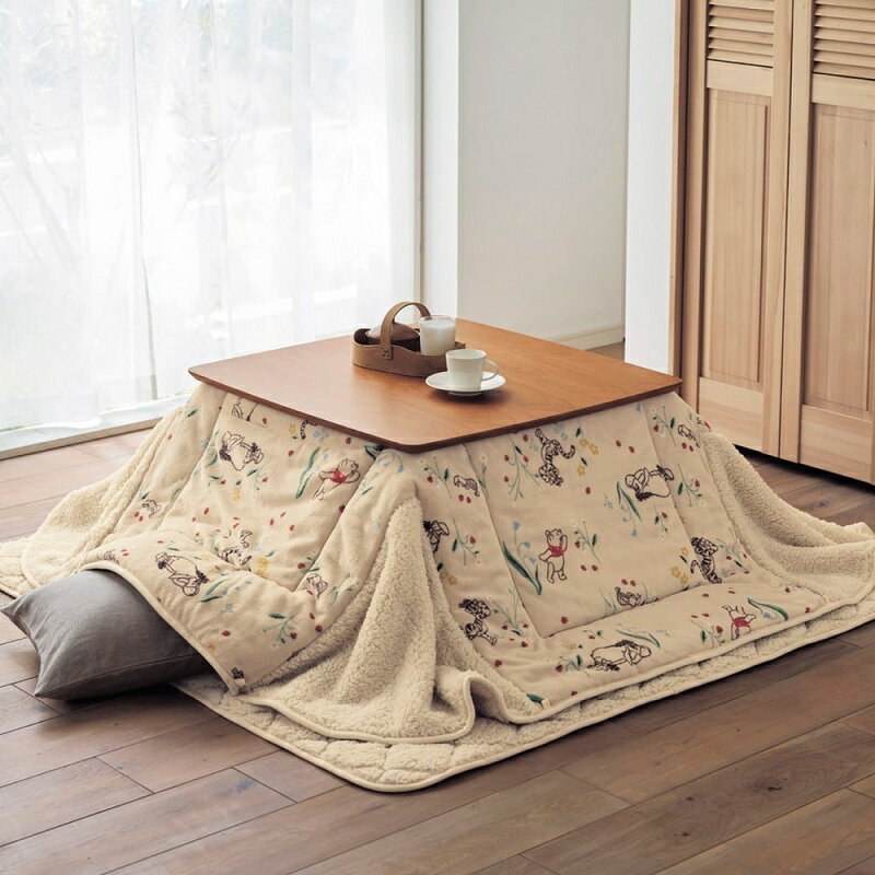 ◆ 省スペース正方形 ◆【Disney】 ディズニー 【省スペースタイプ】こたつ布団掛け敷きセット「ミッキーモチーフ(ネイビー) くまのプーさん」 ◇ ファブリ...