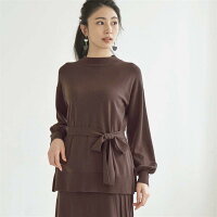 【BELLE MAISON】ベルメゾン ベルト付きニット 「モカ」 ◆ S M L LL ◆ ◇ ベルメゾン レディース ニット セーター トップス ◇