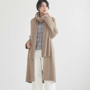【BELLE MAISON】ベルメゾン ストール付きニットコーディガン 「トープ系ヘリンボーン」 ◆ S M L LL ◆ ◇ ベルメゾン レディース カーディガン ボレロ ベスト ニットカーディガン 羽織り ◇