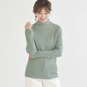 【BELLE MAISON】ベルメゾン 毛玉になりにくいハイネックリブニット 「ミントグリーン」 ◆ S M L LL 3L ◆ ◇ ベルメゾン レディース ニット セーター トップス ◇