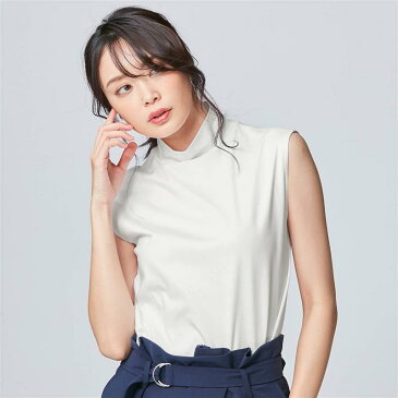 身頃二重ハイネックノースリーブ 「オフホワイト」 ◆ S M L LL 3L ◆ ◇ ベルメゾン レディース カットソー トップス デザインカットソー ◇