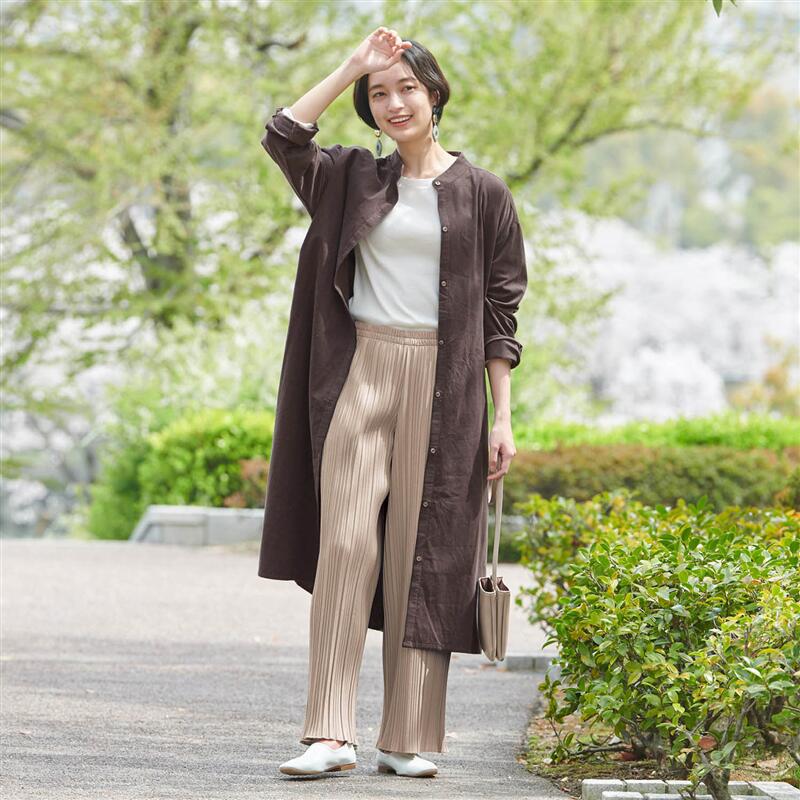 【BELLE MAISON】ベルメゾン 羽織りとしても使える♪綿100％コーデュロイロング長袖シャツワンピース ◆ S M L LL ◆ ◇ ベルメゾン レディース ファッション チュニック ワンピース ロング マキシ丈 ◇