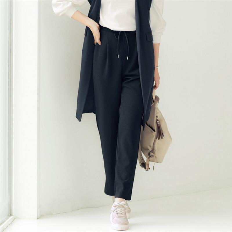 【ベルメゾン】 ストレッチジョーゼットテーパードパンツ ◆ S M L LL 3L 総丈 61 65 ◆ ◇ レディース パンツ ズボン ボトムス ボトム 春 ◇のサムネイル