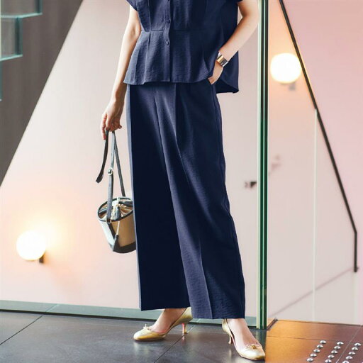 【ベルメゾン】麻調ベルト付センプレスワイドパンツ ◆ グリーン ネイビー ◆ ◇ レディース 女性 パンツ ズボン ボトムス ボトム ロングパンツ レディースパンツ ◇ 【ベルメゾン】麻調ベルト付センプレスワイドパンツ ◆ グリーン ネイビー ◆ ◇ レディース 女性 パンツ ズボン ボトムス ボトム ロングパンツ レディースパンツ ◇