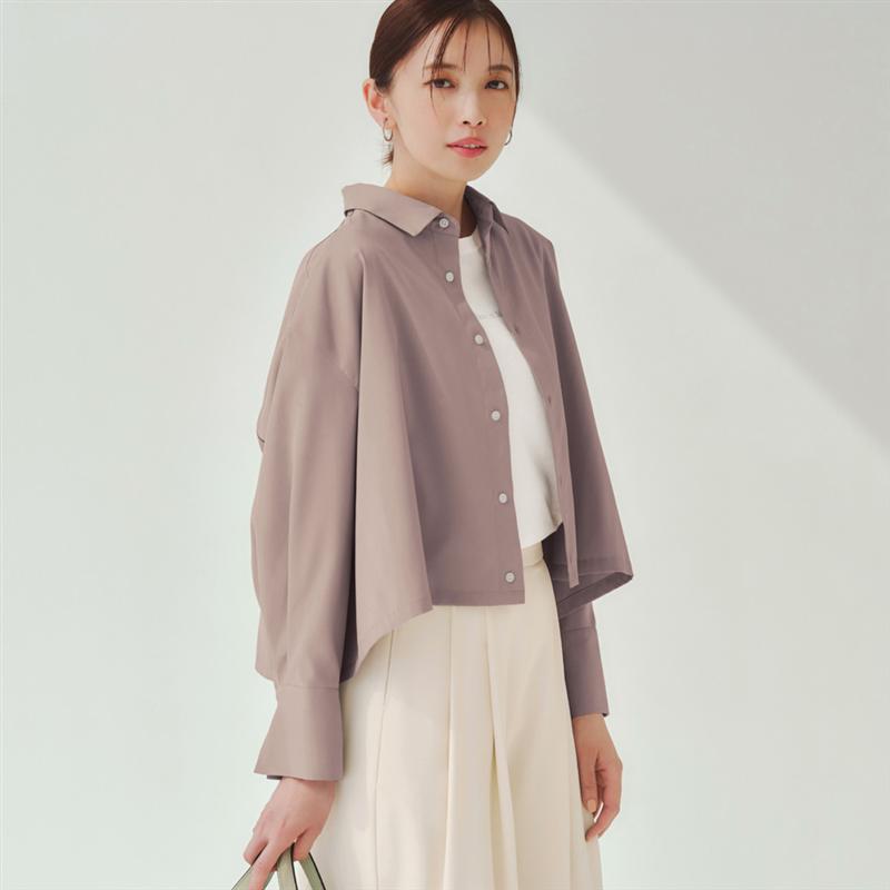 【10%OFFセール!8/4 20:00〜8/17 23:59】【ベルメゾン】 近赤外線ケアクロップドシャツ【UVカット】 ◆ S M L LL 3L ◆◇ レディース 女性 トップス シャツ ブラウス レディーストップス レディースシャツ レディーストップス ◇のサムネイル