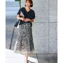 【ベルメゾン】 チューズデーワークコーデ(Vネックブラウス+プリントスカート) ◆ S M L LL 3L ◆ ◇ レディース 女性 アンサンブル セット トッ...