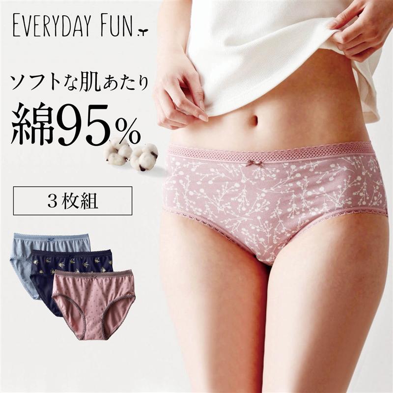 コットンショーツ ◆ S M L LL 3L ◆◇ レディース ショーツ 下着 肌着 パンツ コットン 綿 セット まとめ買い 柄 無地 綿混 スタンダード パンツ エブリデイファン ◇