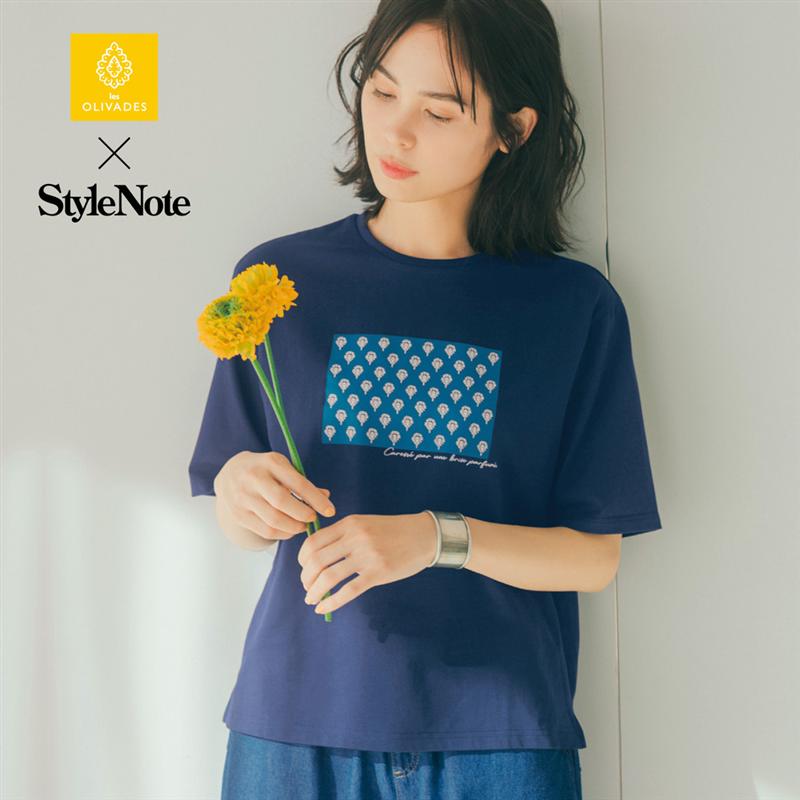 【ベルメゾン】プリントTシャツ【les OLIVADESコラボ】 ◆ オフホワイト ネイビー ◆ ◇ レディース 女性 トップス カットソープルオーバー カットソー プルオーバー レディーストップス ◇
