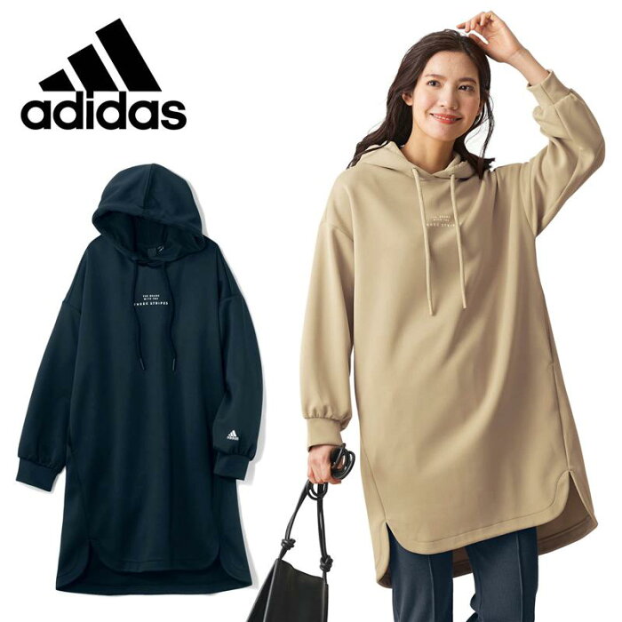 【BELLE MAISON】ベルメゾン アディダス/adidas W　PRSVE　フードチュニックワンピース ◆ J/S J/M J/L J/OT ◆◇ トップス チュニック 長め 長袖 春夏 ◇