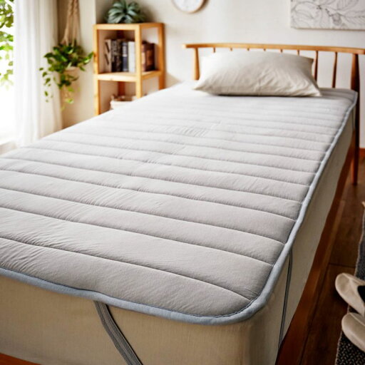 寝心地を考えたへたりにくいベッドパッド［日本製］ 「ライトグレー」◆シングル(サイズ)◆ 