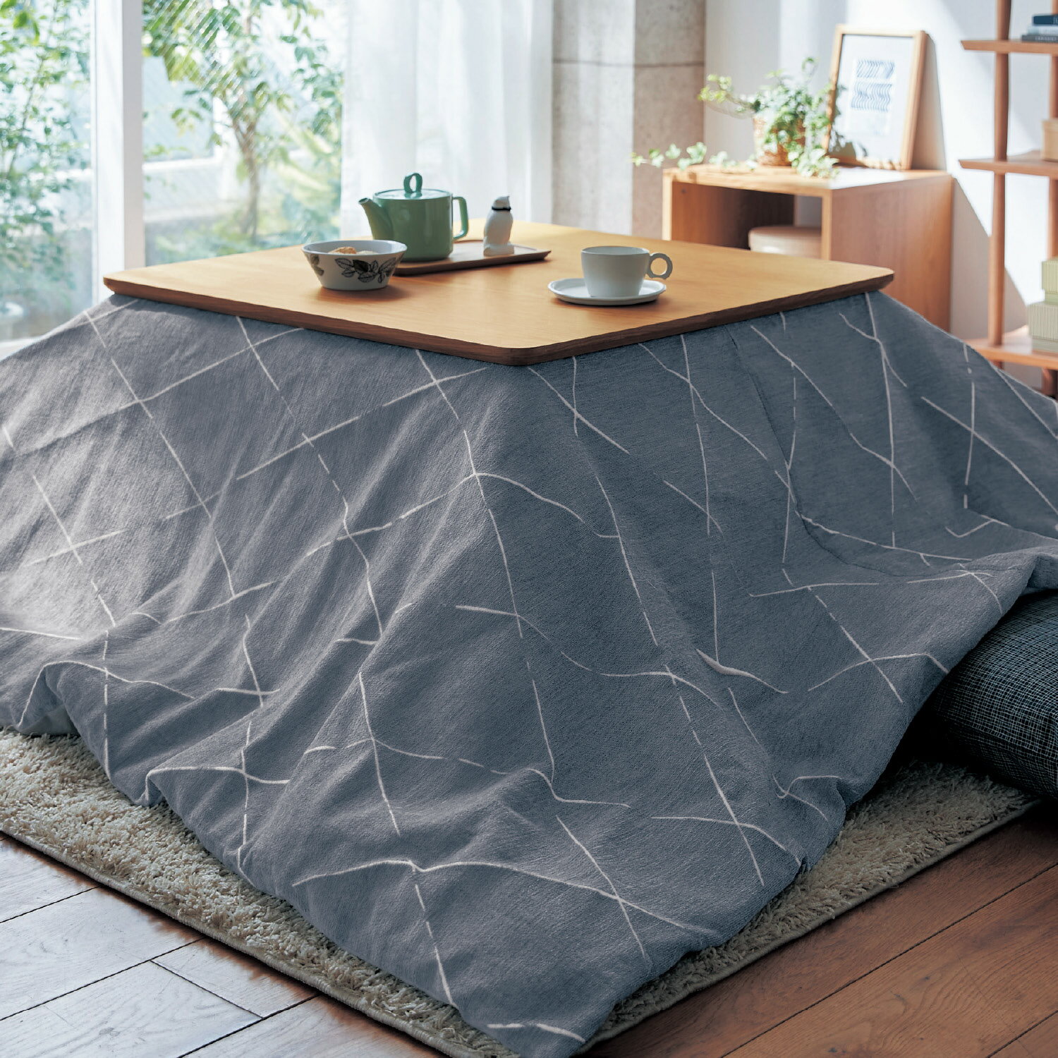 ベルメゾンの北欧調デザインのカバーが洗える薄掛けこたつ布団 「 グレー 」 ◆ 長方形 ◆ (布団・寝具)