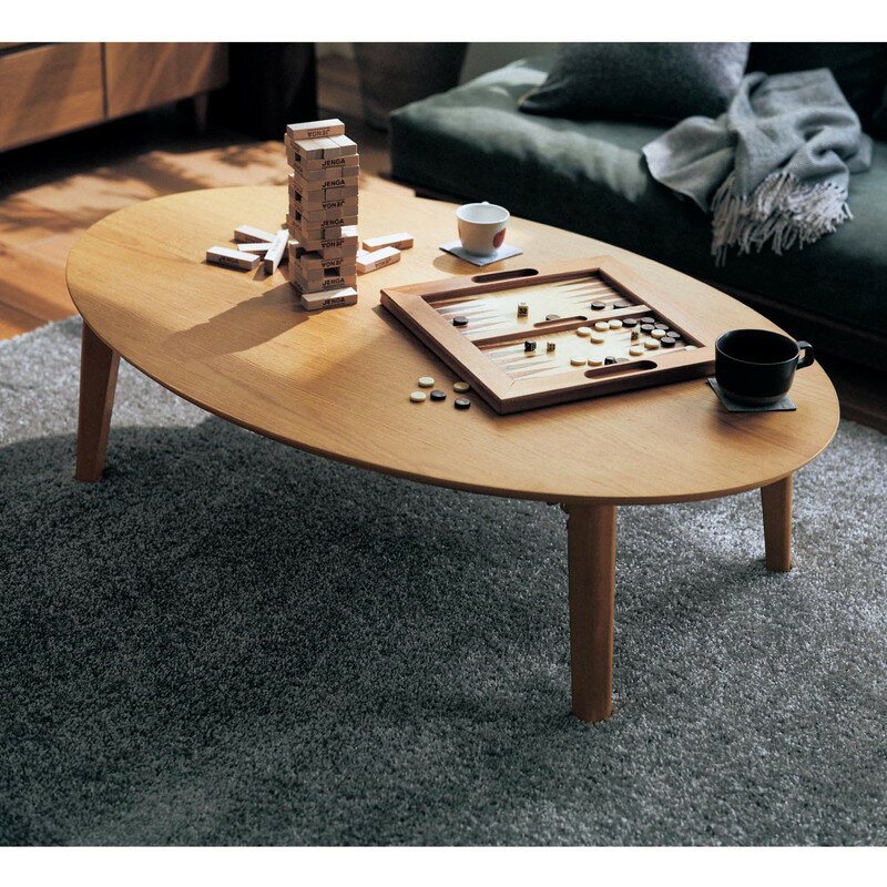 ベルメゾンの折りたたみ式リビングテーブル 「 ナチュラル 」◆だ円（大）◆ (テーブル)