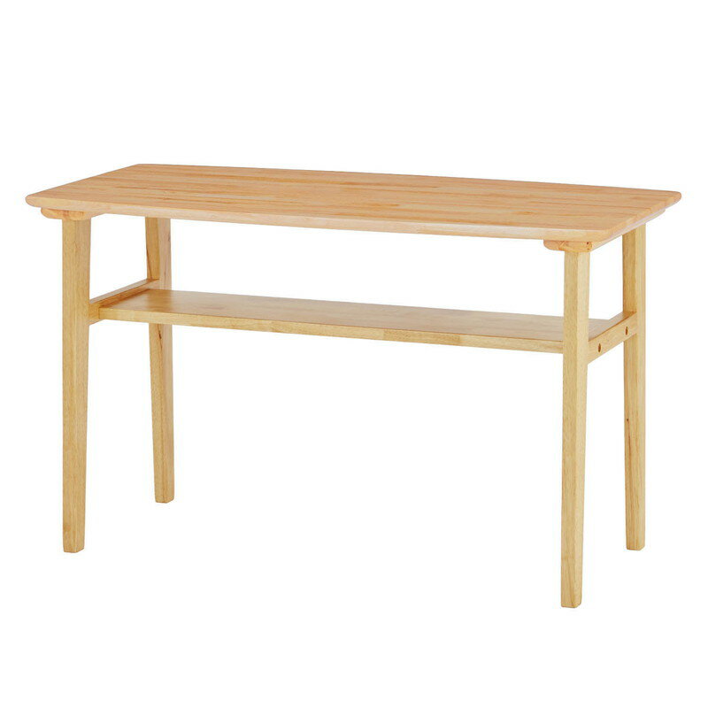 【P10倍★1日23:59まで】 ソファー前で食事がしやすい高さの棚付きリビングテーブル 「ナチュラル」 