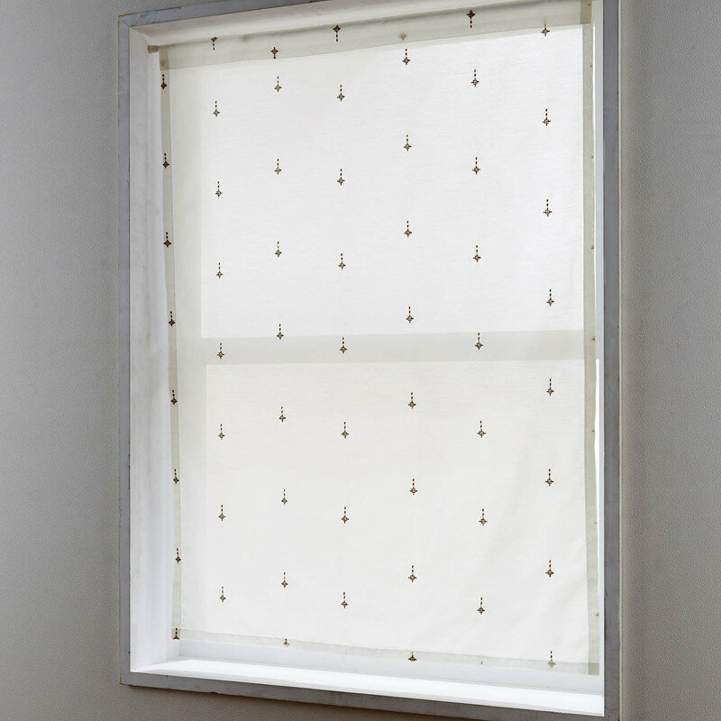サイズが豊富なUVカットボイル小窓カーテン 「オーナメント」◆約100×90（1枚）(幅×丈（cm）)◆ 