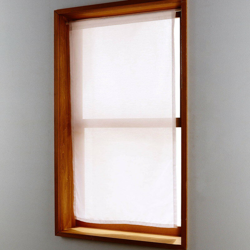 サイズが豊富なUVカットボイル小窓カーテン 「無地ホワイト」◆約60×90（1枚） 約100×50（1枚）(幅×丈（cm）)◆ 